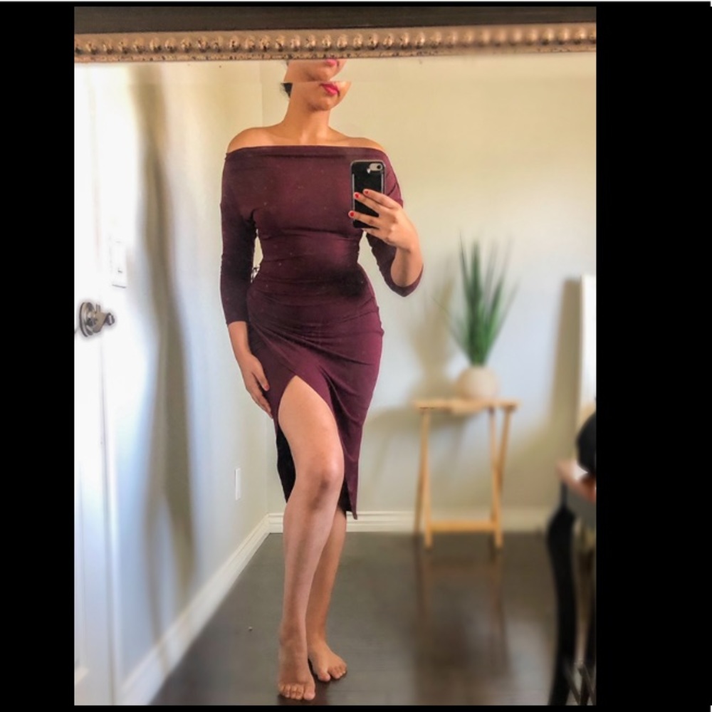 Maroon Midi Dress